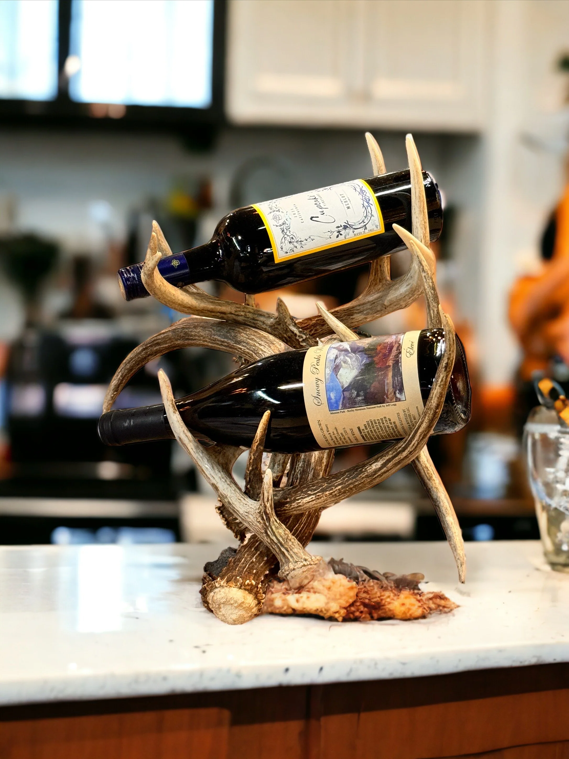 Antler wine bottle discount holder